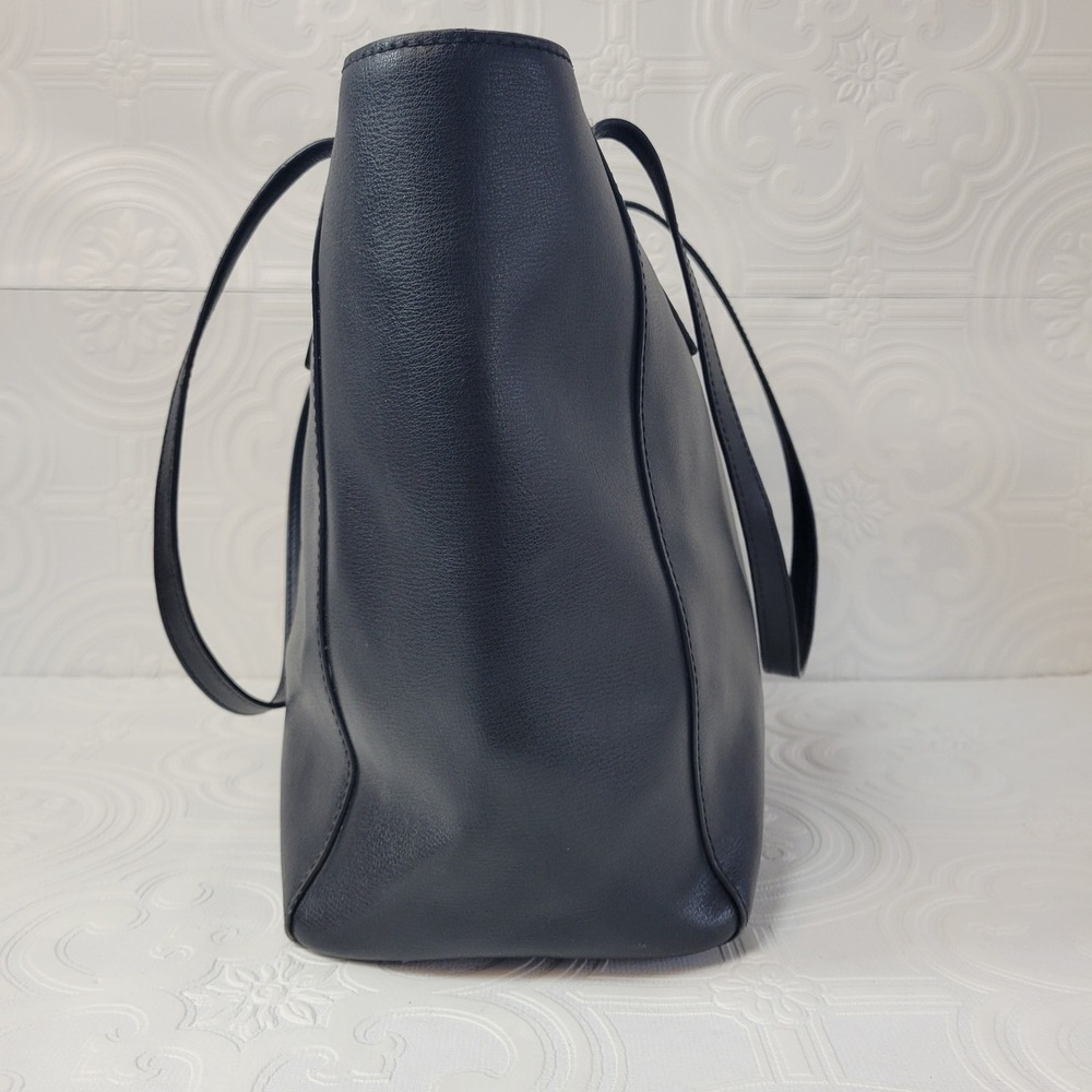 Michael Kors Black Leather Tote Bag Gold Lock Closure Shoulder Bag Rivington - Picture 7 of 16